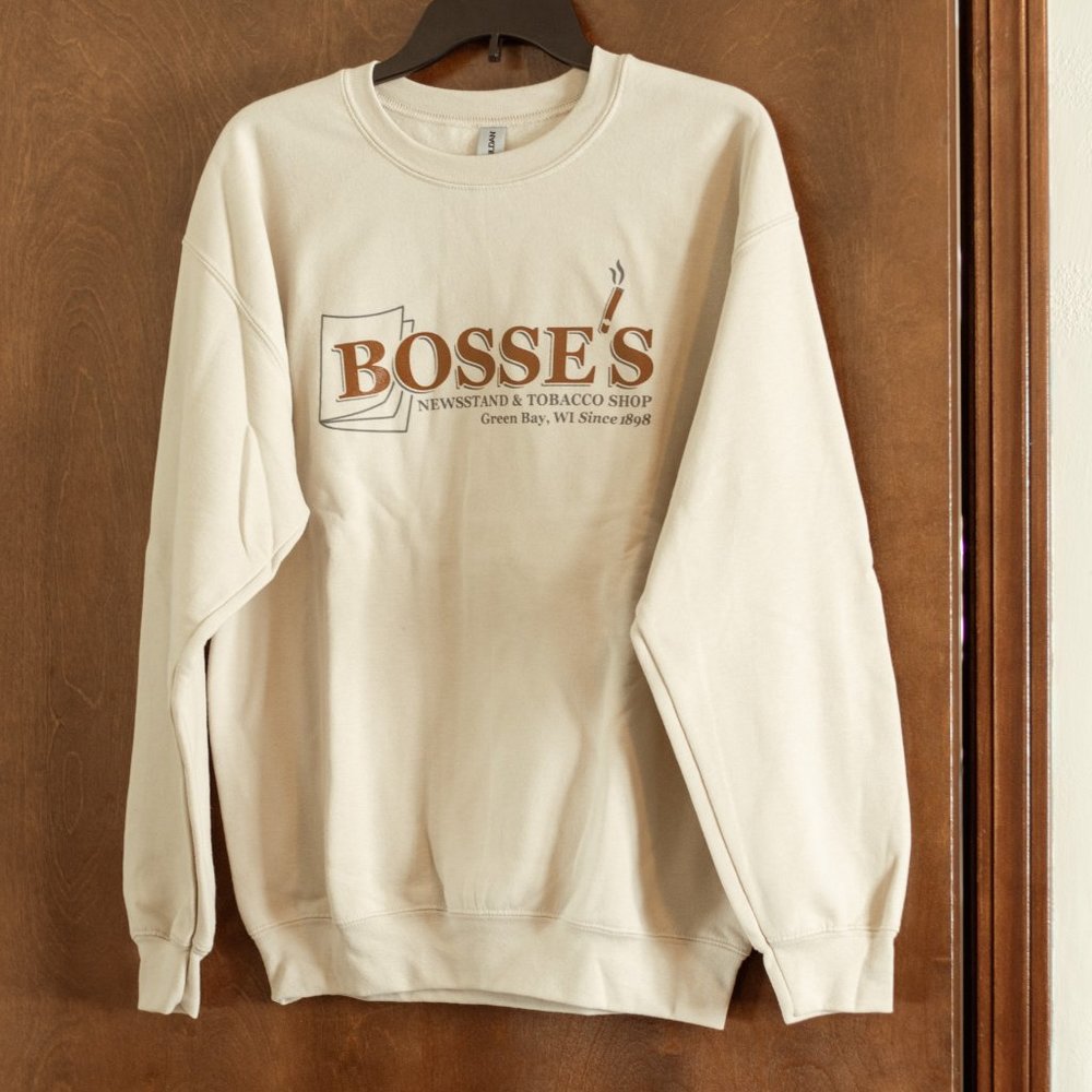 Bosse's News Green Bay Tan Crewneck v1